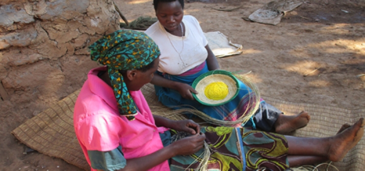 Basket weaving by women